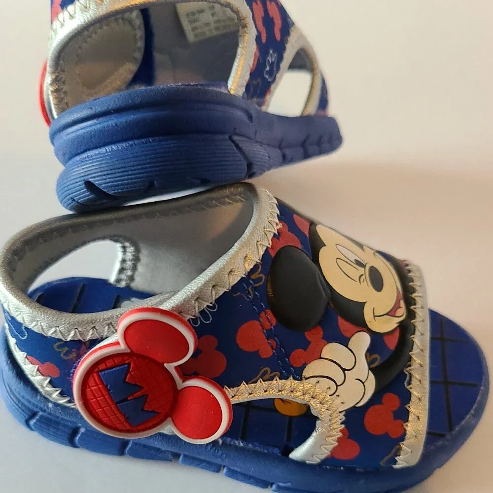 DISNEY MICKEY MOUSE BABY BOY PLAY SANDALS ROYAL BLUE SLIP-ON SIZE 5
